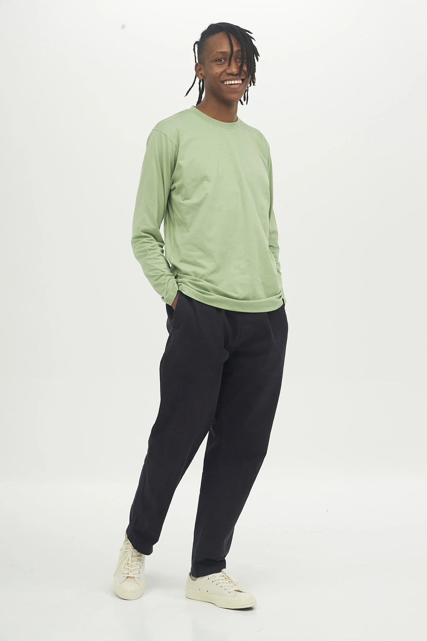 Sage Green Long Sleeve Easy T-shirt — All Day
